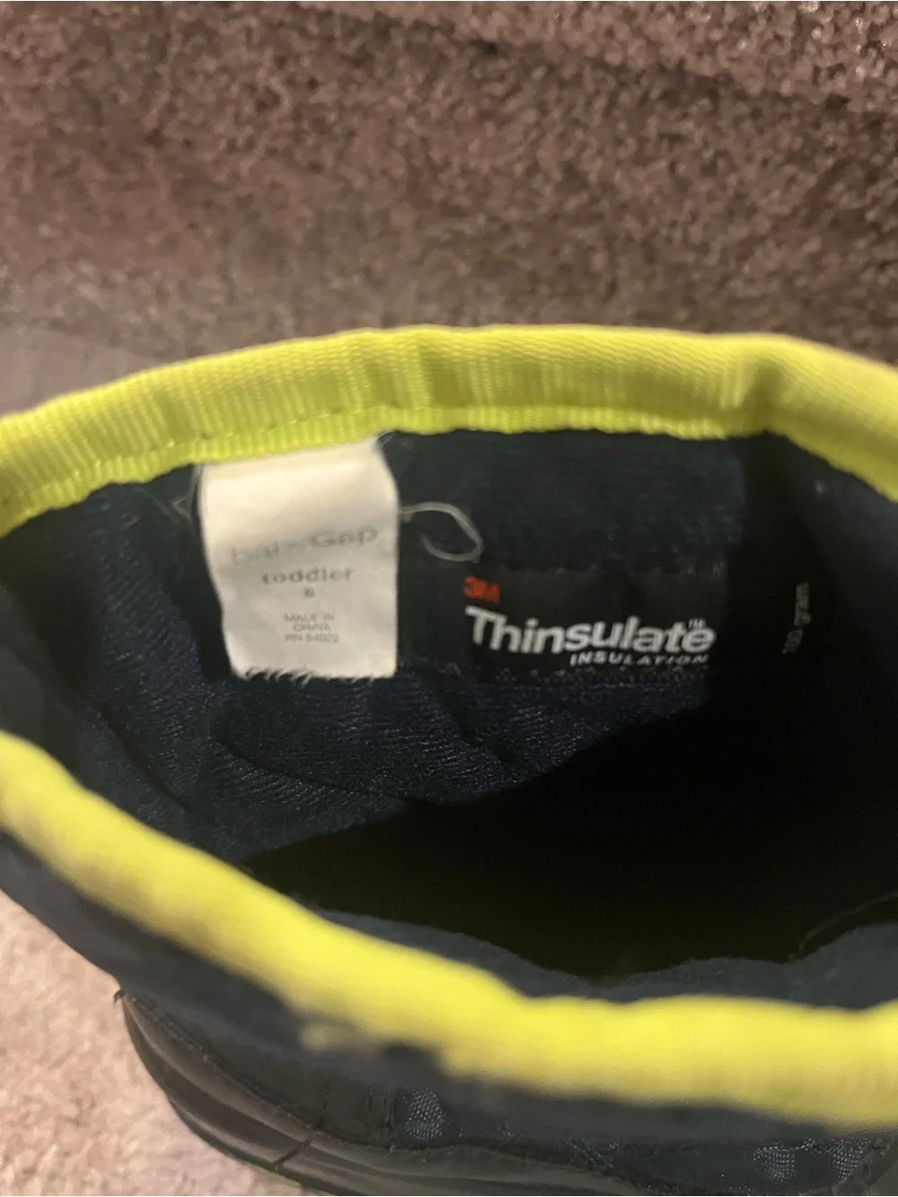GAP Black and Neon Yellow Kids Snow Boots